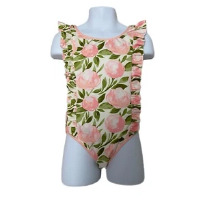 Sweet Honey Girl's Sleeveless Pink Floral Side Ruffle Bathing Suit 4T NEW - Picture 1 of 5