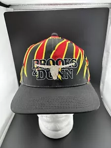 Gorra de béisbol vintage años 90 Brooks & Dunn Snapback - con llamas/fuego y calavera - Imagen 1 de 8
