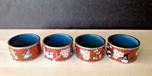 Vintage Chinese/China Set of 4 Cloisonne 2’’ diameter Napkin Ring Holders - Picture 1 of 5