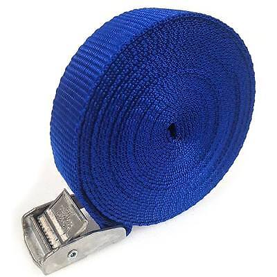 2 Buckled Straps 25mm Cam Buckle 5 Meters Long Heavy Duty Load Securing Blue • 6.88€