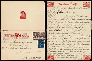 1958 Canada Airmail Letter Card – Canadian Pacific RMS – Montreal to Switzerland - Picture 1 of 3
