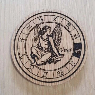 Montaña rusa de madera cortada con láser. Signos del zodiaco Virgo signo estelar Foto 1 de 2