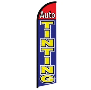 Auto Tinting Windless Advertising Swooper Flag Auto Body Red/Blue - Picture 1 of 2