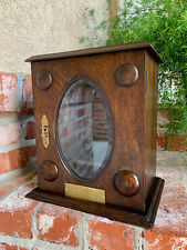 Antique English Glass Oak Pipe Smoke Cabinet Card Game Box Humidor 1928 Opera