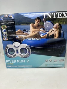 Intex River Run 2 Float Blue Two person Two 2 cup holder Backrest Cooler Tray - Picture 1 of 9