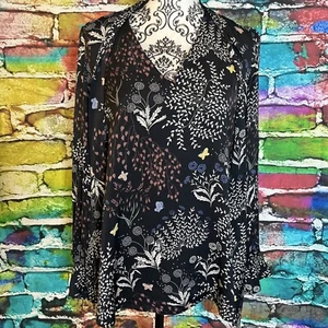 Wallis Navy Blue Floral Print Blouse. size 14 .#CC - Picture 1 of 10