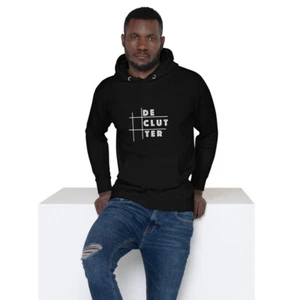 Declutter Minimalist Unisex Hoodie for men and women white printed logo - Picture 1 of 6