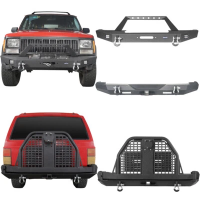 Parachoques trasero delantero todoterreno con soporte de neumático de repuesto para Jeep Cherokee XJ 1984-2001 Foto 1 de 4