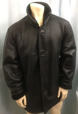 XL Vintage HARLIN Genuine Shearling SHEEPSKIN Flight Jacket Black VERY LOW MILES - Image 1 of 4