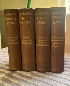 "WASHINGTON IRVING'S WORKS" — 4 BÄNDE ca. 1880 HC Ex-Library JOHN W. LOVELL CO - Bild 1 von 7