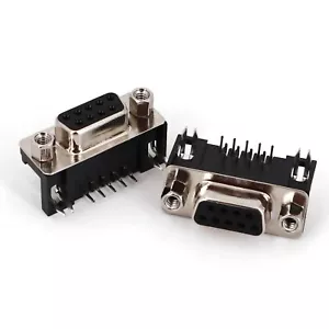 10Pcs DB9 Right Angle 9-Pin Female Socket RS232 Serial PCB Solder Connector - Picture 1 of 5