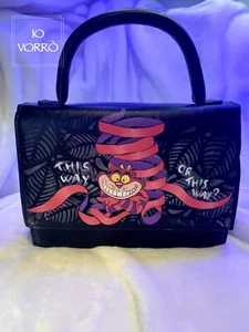 Borsa stregatto Cheshire Cat Alice Nel Paese Delle Meraviglie Hand Made Dipinta - Foto 1 di 6