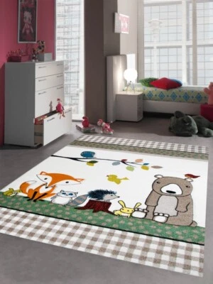 Kinderteppich Spielteppich Kinderzimmer Teppich niedliche bunte Tiere Bär Fuchs - Bild 1 von 4