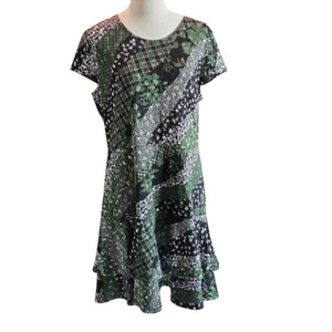 MICHAEL Michael Kors Floral Patchwork Tiered Hem Skater Dress Women's XL - Picture 1 of 20
