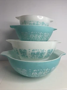 Juego de 4 cuencos PYREX Amish Butterprint Cenicienta de colección mezcla anidación 441 442 443 444 - Imagen 1 de 21