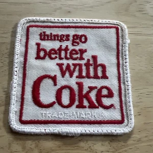 Vintage Coca Cola Patch "Things go better with Coke" 3 Inch Square Embroidered - Picture 1 of 8