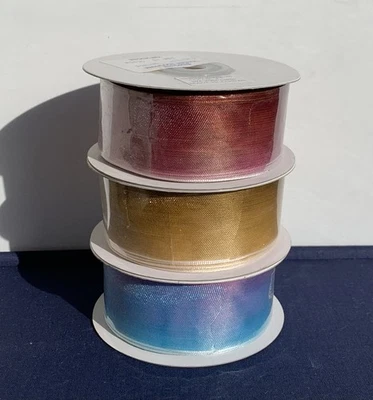 3 Roll, 29 Yard x 35 MM Two Tone Gradient Shimmer Organza Wire Ribbon - Image 1 of 4