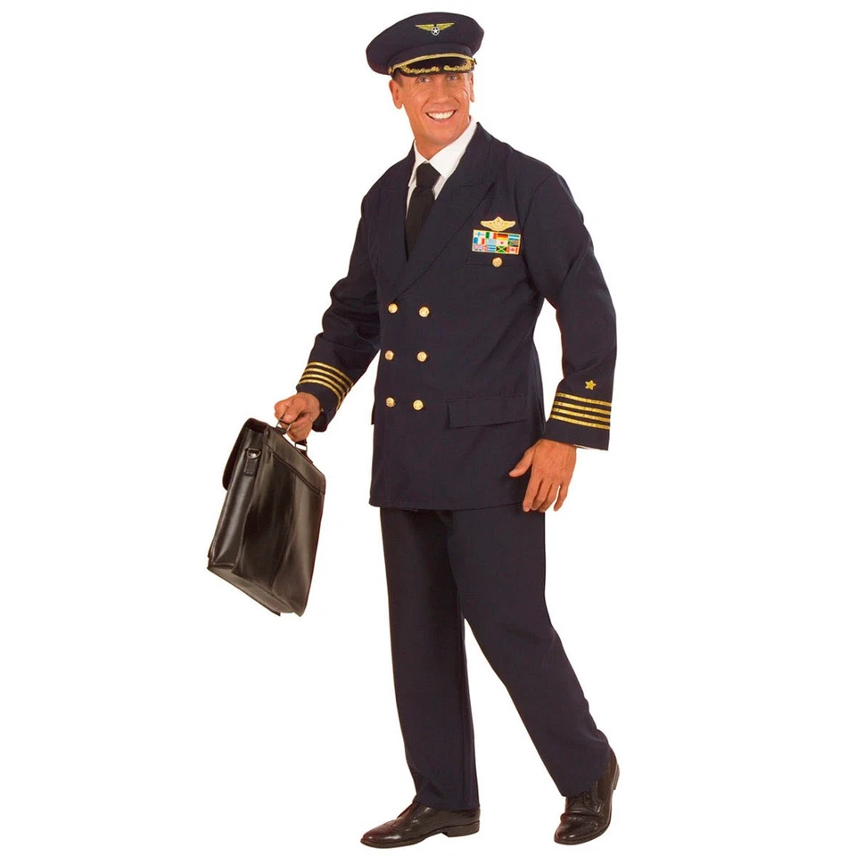 KOSTÜM PILOT Pilotenkostüm Uniform Fliegerkostüm Kapitän Flugkapitän Piloten XL - Bild 1 von 1