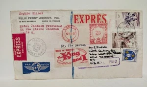 1956 Vintage France To USA MULTIFRANKED UNIQUE Cover - Picture 1 of 4