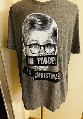 Camiseta gris XLT A CHRISTMAS STORY para hombre nueva con etiquetas "Oh Fudge It's Christmas" Foto 1 de 4