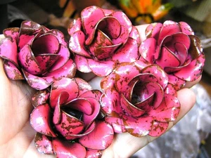 CINCO rosas envejecidas ROSA medianas, flores de metal para adorno, acento, CD5 - Imagen 1 de 2