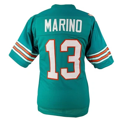 TIMELESS AUTHENTIC Dan Marino Jersey Aqua Miami | Unisex Adult Sizes S-5XL Unsigned Sewn Stitch