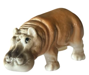 Vintage braunes Nilpferd Nilpferd einzeln Porzellan Salz oder Pfefferstreuer - Bild 1 von 11