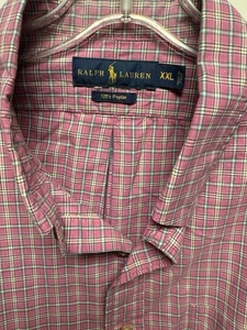 Camisa POLO RL Rosa a Cuadros 100% Algodón Talla XXL Carne Poni Para Hombres Con Botones - Imagen 1 de 9