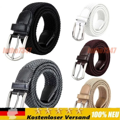 Stretchgürtel elastisch Stoffgürtel Flechtgürtel Damen Herren Gürtel dehnbar NEU - Bild 1 von 4