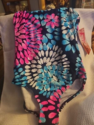 Traje de baño Kanu Surf para niñas talla 10 margarita azul marino con correas de una pieza 5573 nuevo con etiquetas Foto 1 de 4