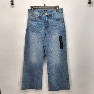 NWT J.Crew Medium Wash Blue Denim Wide Leg Cropped Jeans Women's 27 - Picture 1 of 11
