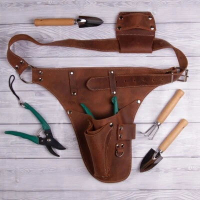 STAMESKY Leather garden Tool Belt. Personalized florist Tool Belt Leather, Gardening Belt