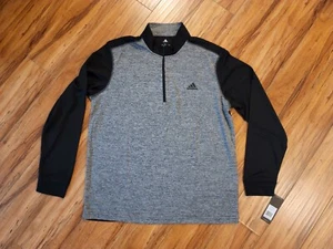 Adidas Double Pique Golf Men's Grey Black 1/4 Zip Pullover Size L Large New Tags - Picture 1 of 5