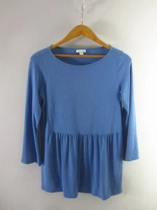 Camisa túnica j Jill para mujer pequeña azul manga 3/4 algodón modal tejida reunida - Imagen 1 de 7