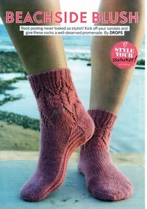 ~ Pull-Out Knitting Pattern For Lady's Pretty Lacy Ribbed Sole Socks ~ - Picture 1 of 1