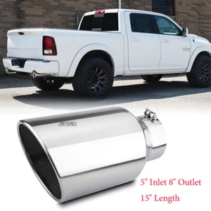 For Dodge RAM 1500 2500 Bolt-On Exhaust Tip 5" Inlet 8" Outlet 15" Long Polished - Picture 1 of 14