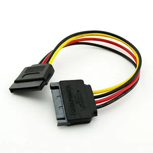 SATA 15 Pin 15p Male Plug to 15 Pin Female Serial ATA Power Extension Cable 20cm - Picture 1 of 5