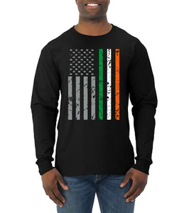 Camisa de manga larga para hombre Irish American Heritage EE. UU. bandera de San Patricio - Imagen 1 de 4