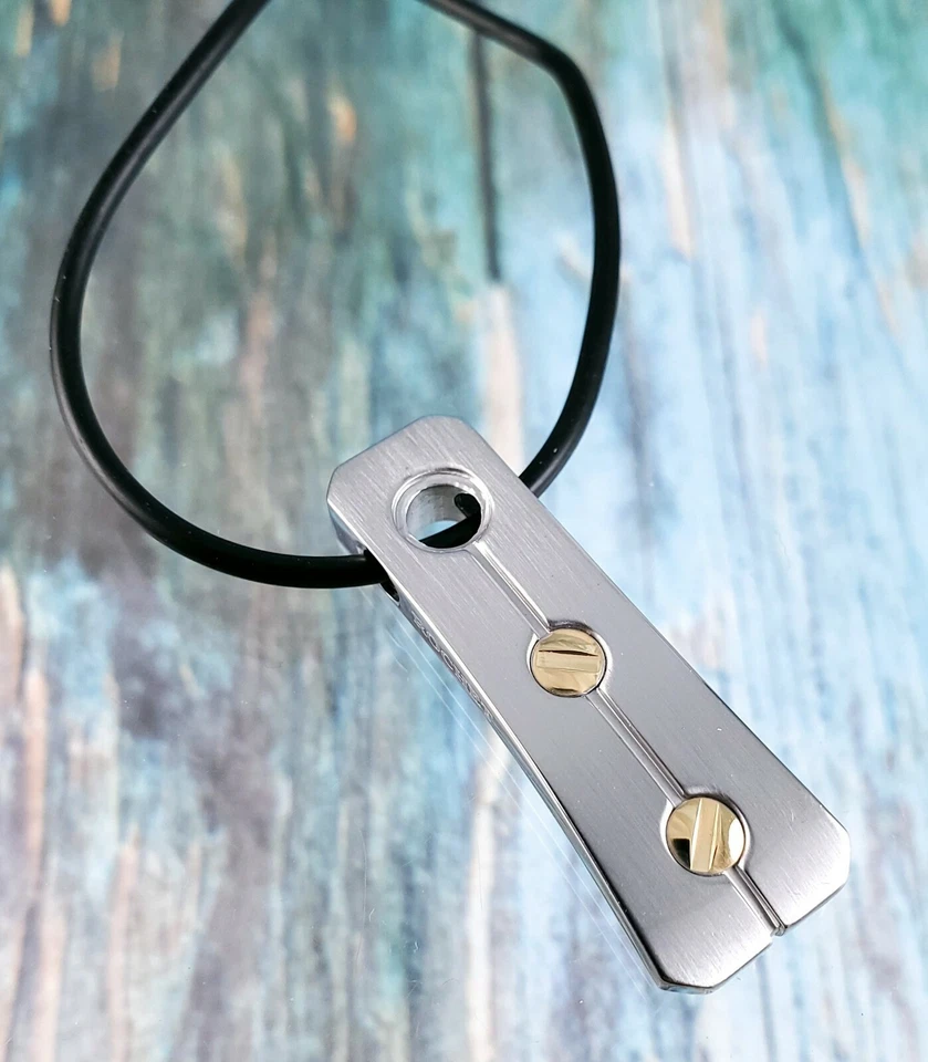 Rochet by Roma Siderale Acero Inoxidable Placa de Oro Perno Colgante en Collar de 20"" Foto 1 de 4