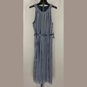 NEW Tommy Hilfiger Dress Womens 10 blue polka dot midi preppy classic - Picture 1 of 11