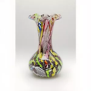 Arte Vetraria Muranese AVEM Murano Italy Tutti Frutti Vase 7” 1950’s - Picture 1 of 11