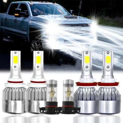6x 6000K LED Headlights Fog Light Bulbs For Chevy Silverado 1500 2500 2007-2015 - Image 1 of 4