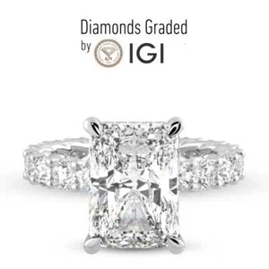 IGI Certified 5 Ct Lab Grown Diamond Engagement Ring VS1 E 18K White Gold - Picture 1 of 4