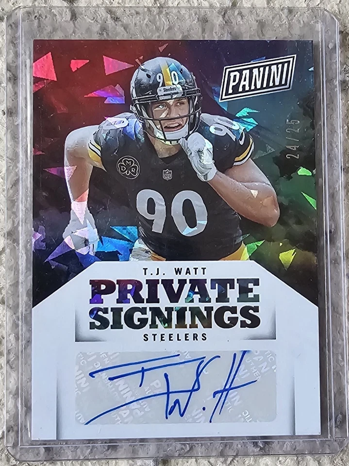 2018 T. J. Watt Auto Panini Private Signings Cracked Ice Auto /25 Steelers - Image 1 of 1