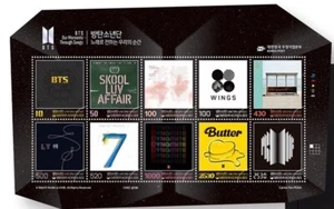 COREA DEL SUR 2023 BTS DÉCIMO ANIVERSARIO. HOJA DE RECUERDO DE NUESTROS MOMENTOS A TRAVÉS DE CANCIONES COMO NUEVA - Imagen 1 de 4