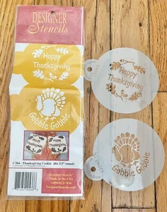"Juego de plantillas de diseñador para decoración de pasteles de galletas de pavo de acción de gracias 3,5"" reutilizables" - Imagen 1 de 1