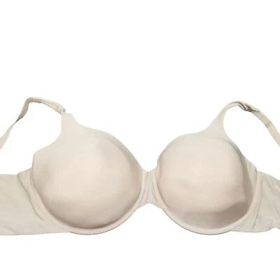 Vanity Fair Underwired Bra Beige Nude White Micro Stripe Lined Size 40DD - Image 1 of 4