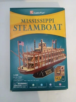 RARE CubicFun 3D Puzzle Mississippi Steamboat Full Color 142 pc Boat 1:100 USED - Image 1 of 4