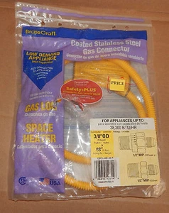 Brass Craft Gas Connector Gas Log & Space Heater 48" x 3/8" USA CSSL44E-48P 86G - Picture 1 of 2