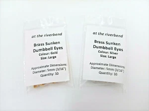 5mm (6/32”) Fly Tying Sunken Dumbbell Eyes (pack of 10) - in gold or silver - Bild 1 von 3